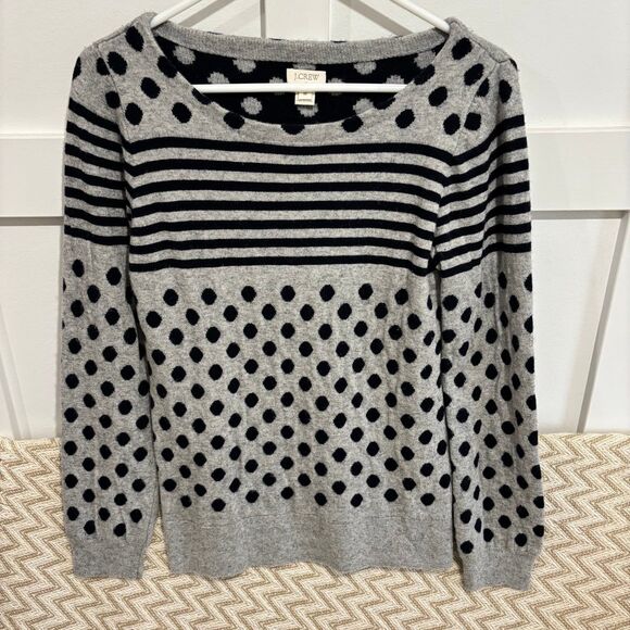 J.Crew Merino Wool Blend Crewneck Polka Dot Sweater - Picture 2 of 6